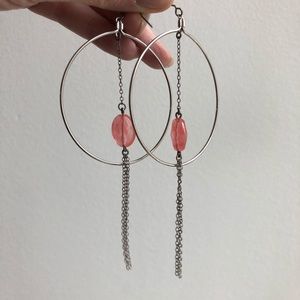 nabi Jewelry - Nabi Sterling silver & rose quartz hoop earrings nabi Jewelry - Nabi Sterling silver & rose quartz hoop earrings